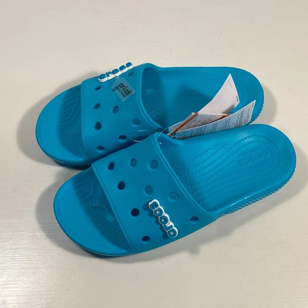 Crocs Classic Aqua Blue Slide Sandals Women Size 8 / New_3